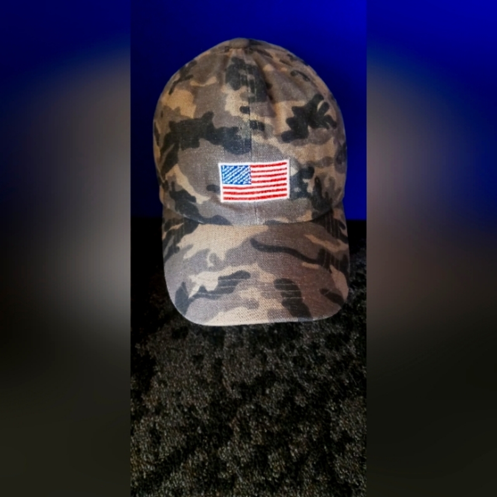 Camo Baseball Cap with American Flag Patch - Men Accessories
